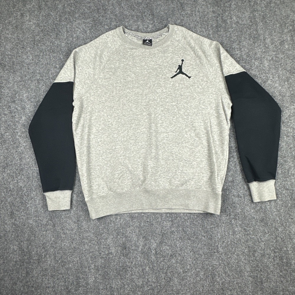 Jordan Brand Jumpman Brushed Colorblock Crewneck Gray/Black Holiday 2015 Large
